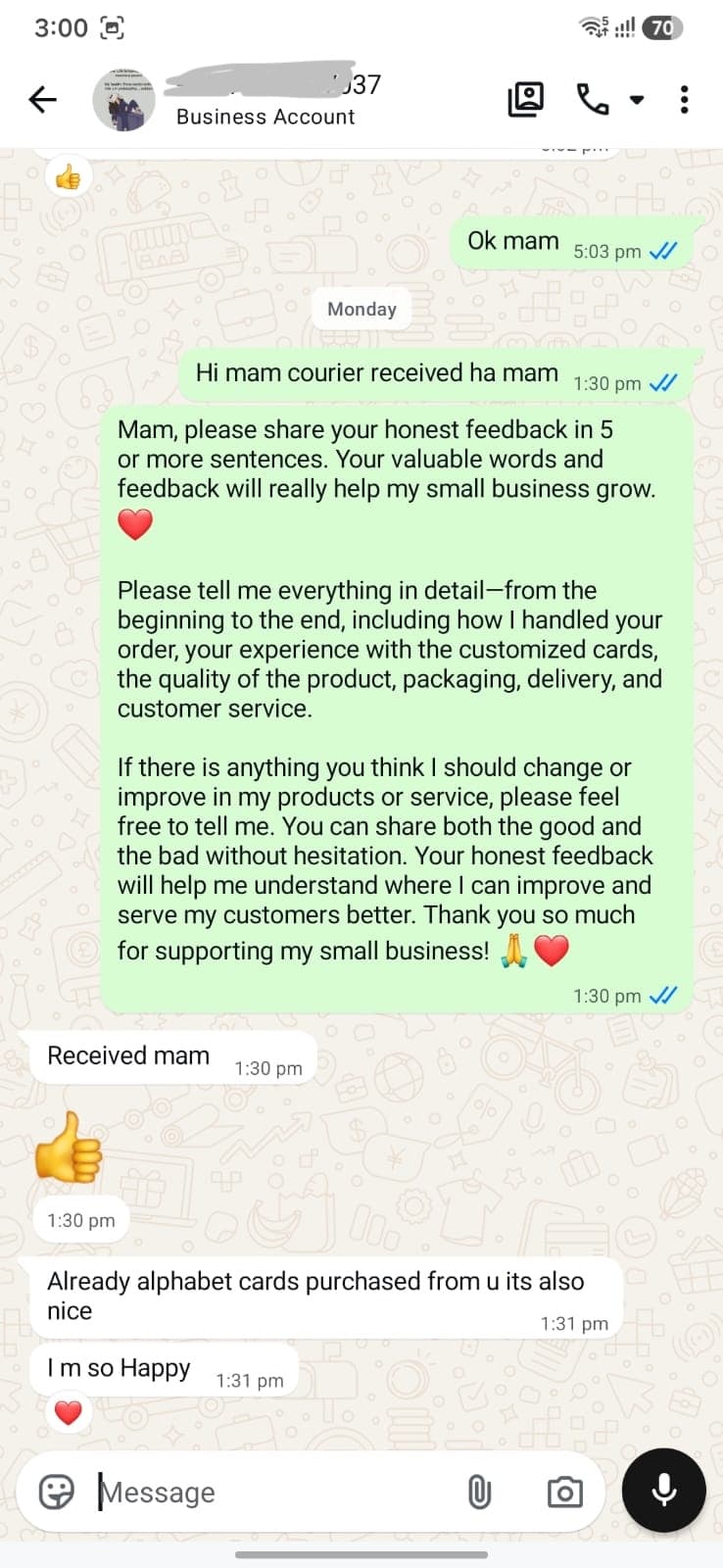 Happy customer review