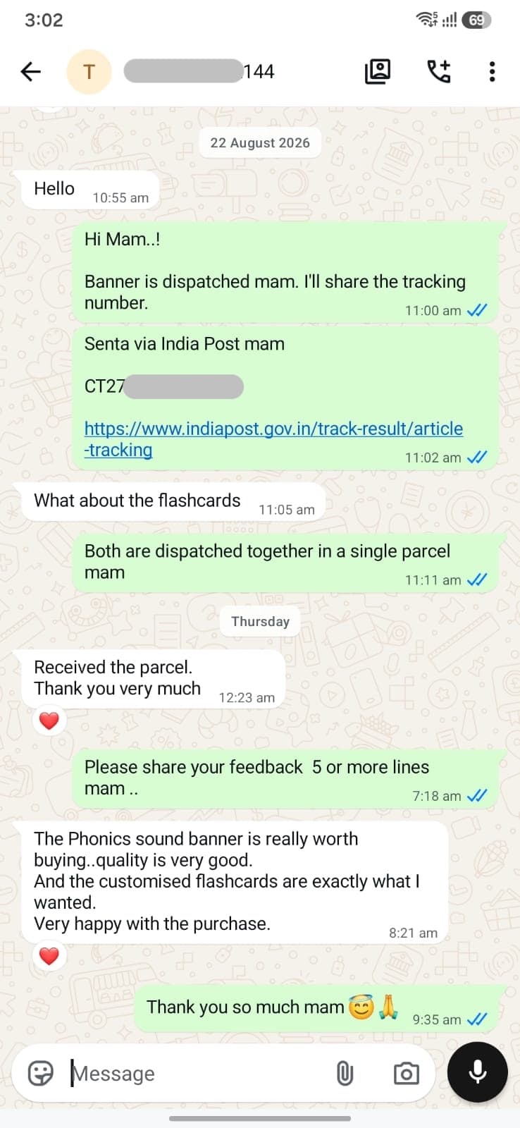 Happy customer review